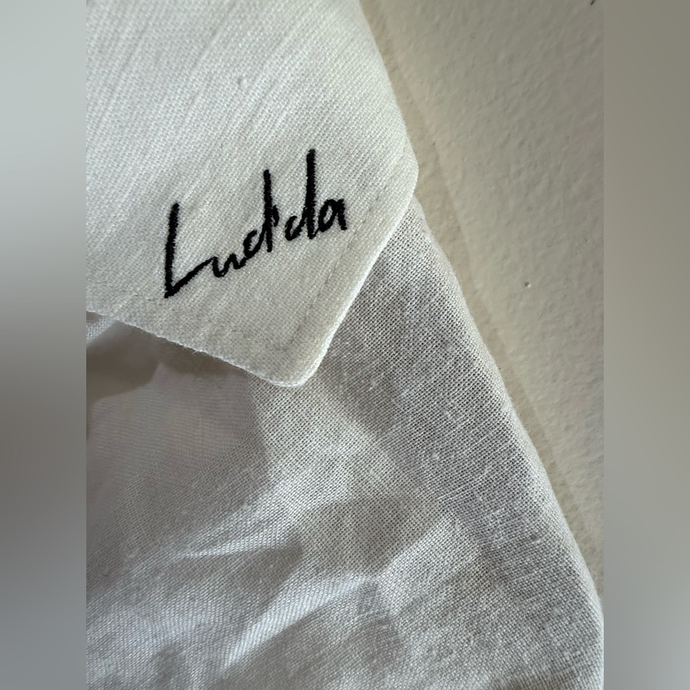 Ludda Men's White Casual Button-Down Shirt - Classic Linen Blend - Picture 3 of 5